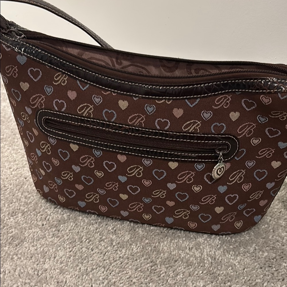 Brown Heart Pattern Shoulder Bag - Picture 3 of 6